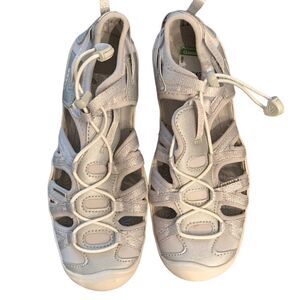 Keen Youth Moxie Silver Metallic & Gray Washable  Sandals Sz 4